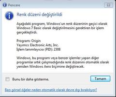  Origin ve Pencere rengi sorunu