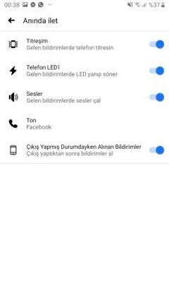 Facebook anında ileti bildirimi gelmiyor