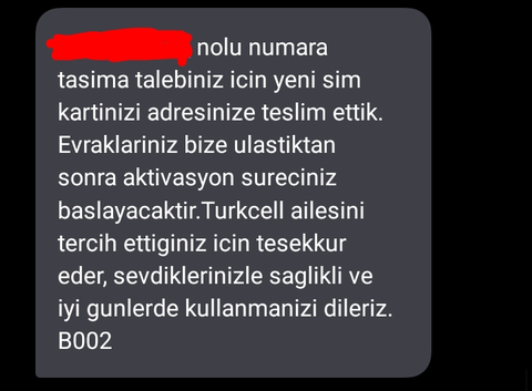 Turkcell online numara taşıma sorunu, taşıma mesajı gelmiyor.