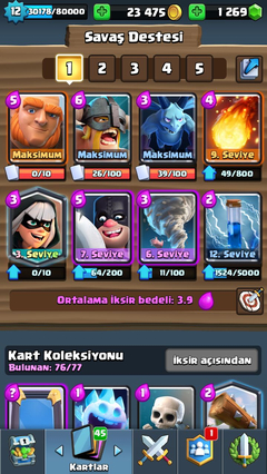 Clash royale LVL12 hesap ( isim değiştirme hakkı var)