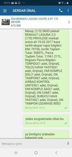 Bu ilana dikkat arkadaslar!!06FSK83 Lagunacoupe(Dolandirma teşebbüsü-önden kazali airbag acmiş araç)