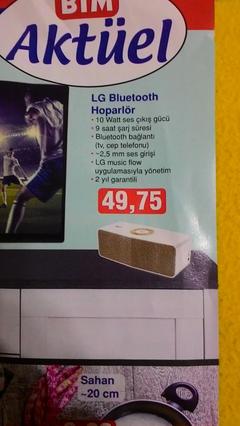 Lg music flow bluetooth hoparlör 49.99TL Bim 16 Aralıkda