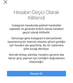 İnstagram Hesabım Geçiçi olarak Kilitlendi 