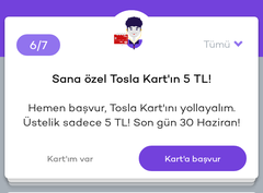 İsminiz Yazılı Tosla Kart 1 TL