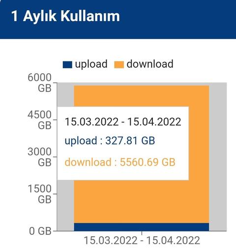 Aylık GB/TB kullanım oranlarınız.