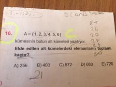  Kümeler konusundan yapamadığım sorular