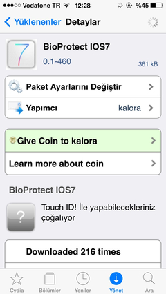  BioProtect ios7 İstediğiniz uygulamayı parmak iziyle açma