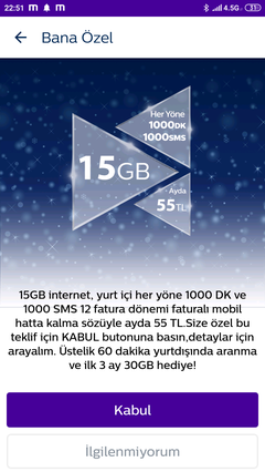 TT Faturasızdan Faturalıya 1000DK/1000SMS/15GB  39TL