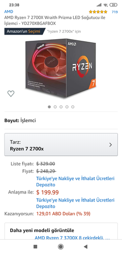 Ryzen 2700X işlemcisinin Ryzen 3600'den daha pahalı olması?