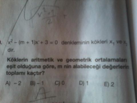 Ikinci derece denklem sorularim