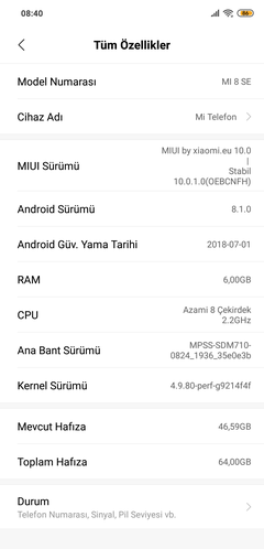 Xiaomi Mi 8 SE Ana Konu