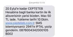 Cepteteb-26 eylüle kadar ilk alışverişin yarısı hediye(Max:40 tl)