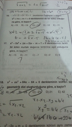  Matematik denklem sorusu