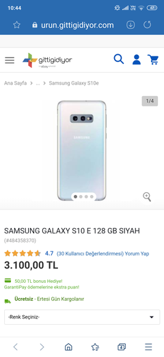 Galaxy S10e 3.100 TL