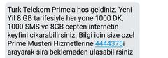  Turk Telekom'dan 6GB 1000SMS 1000DK HY AŞIMSIZ 31,50 TL FORMÜLÜ