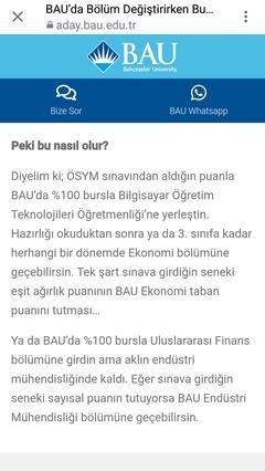 Bahçeşehir Üniversitesi Burs Sistemi Hk.