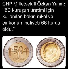 50 Kuruşu üretmek 66 kuruş tutuyor