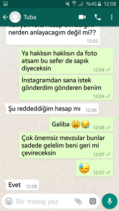 kıza whatsapptan açıldım engel yedim :'( sslii