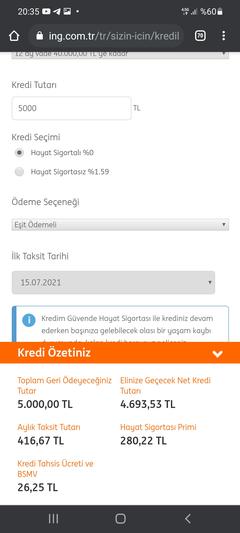 ING Bank 5000 TL 12 Ay Faizsiz Kredi