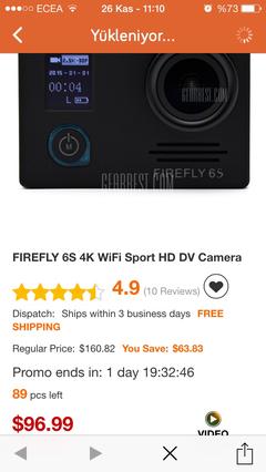 FIREFLY 6S 4K WiFi Aksiyon Kamerası 59.9 $ İndirimde !!!! TAM SET