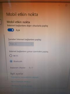 Windows 10 bluetooth üzerinden internet paylaşımı