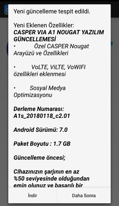 CASPER VİA A1 ANDROİD 7 NOUGHT GÜNCELLEMESİ İNDİRME (uploadladım linki veriyorum)