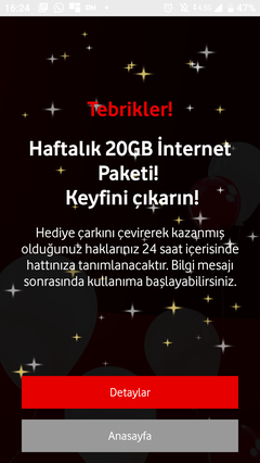 Vodafone Haftalık Çark hediyelerini buyrun yazalım