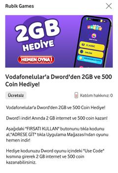 Vodafone Haftalık 2 GB Bedava