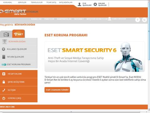 D Smart'ta Eset NOD32 6 ay ücretsiz...