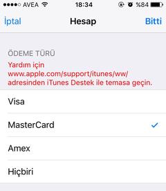  Apple Hesaba Kart Ekleyemiyorum