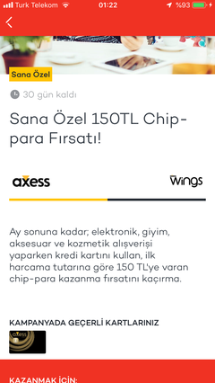 Axess mobil kişiye özel 150 tl ye varan chippara!(axess mobile bakmakta fayda var.)