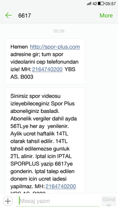 Vodafone 6617 SPOR-PLUS.COM Dolandırıcılığı