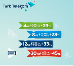 TT EFSANE YENİ TARİFELER  4GB - 8GB-12GB -20GB  (BİTTİ)