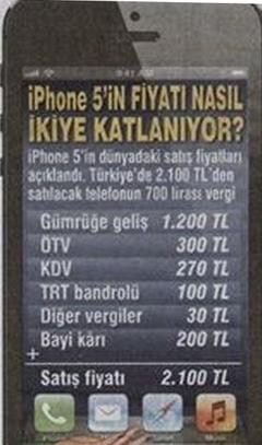  İphone 5 ve türkiyedeki fiyat farkı ?