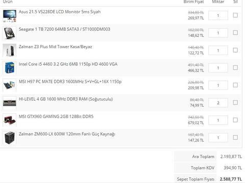 2500 TL Monitörlü Sistem Önerileri