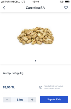 ⭕ANTEP FISTIĞI KG 17.90 TL (BÖLGESEL)CARREFOURSA