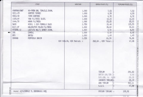 PEUGEOT 5008 YILLIK BAKIM MASRAFI
