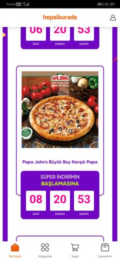 Tekrar Hepsiburada Papa John`s İndirimi