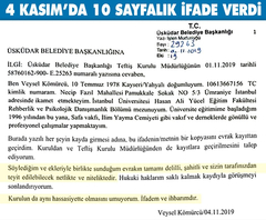 Üsküdar Belediyesi’ndeki müdürden zehir zemberek “yolsuzluk” mektubu