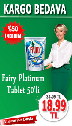  Kısa Bir Süreliğine Fairy Platinum 50'li Tablet 18.99 TL Kargo Bedava