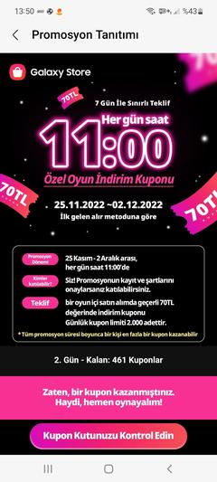 Galaxy Store 70 TL Kupon 25.11.22-02.12.2022