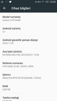  LENOVO A7010 ANA KONU (Nam-ı Diğer Lenovo K4 Note, Lenovo Vibe X3 Lite)