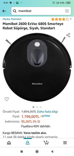 1999 TL Lenovo Robot Vacuum Cleaner E1