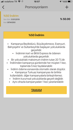 Bitaksi %50 indirim belirli bölgeler