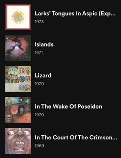 King Crimson Spotify’da!