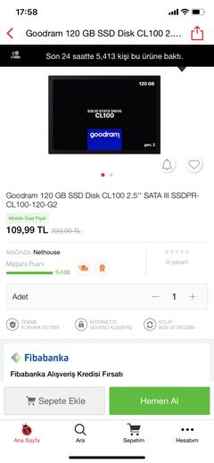 Goodram 120 GB SSD 110 tl