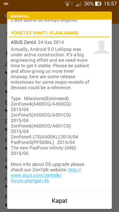  Asus'dan ZenFone kullanıcılarına Lollipop tadında müjde!