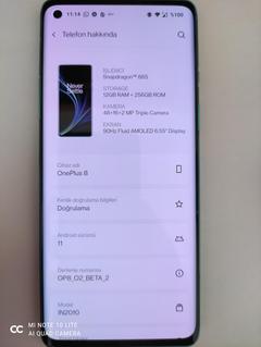 Sıfırdan farksız 1 aylık Oneplus 8 12/256 Turkuaz