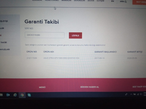 SATILIK GTX STRIX 1060 6 GB