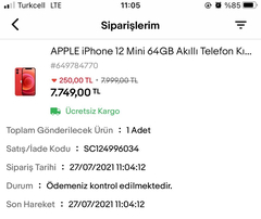 7749 TL Apple iPhone 12 Mini 64GB Green Akıllı Telefon